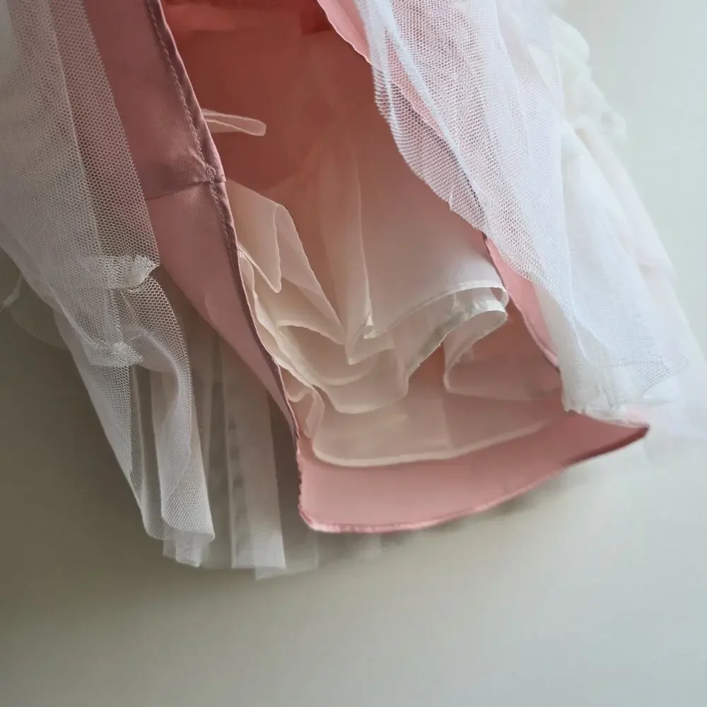 Bonnie‎ Jean Girl's Size 18M Pink & Ivory Tiered Flower Bow Party Dress Easter